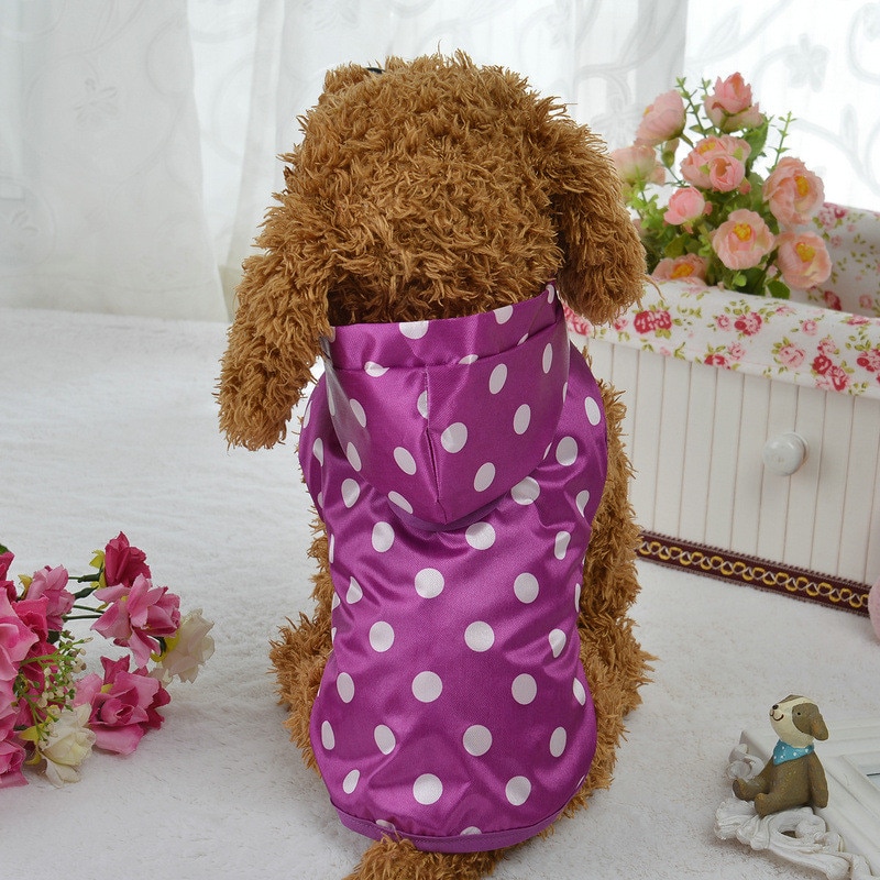 Dot pu hund regnkappa vattentät hundkappa med förvaringsväska bärbara fritidshuvtröjor hund regnkappa husdjurskostym kläder kläder s-xl