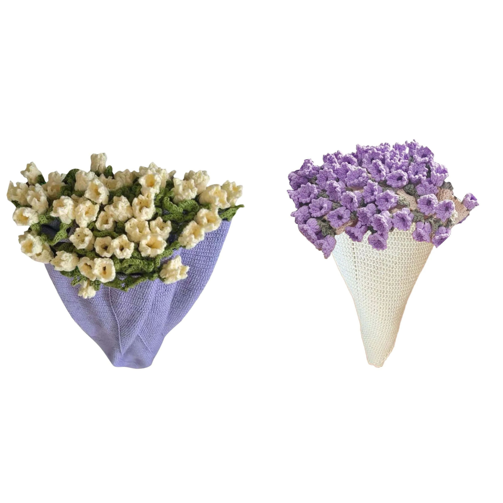 Couverture de Bouquet de fleurs, Bouquet de roses de la vallée, Kit de crochet, Bouquet de fleurs, couvertures tricotées, DIY bricolage: violet