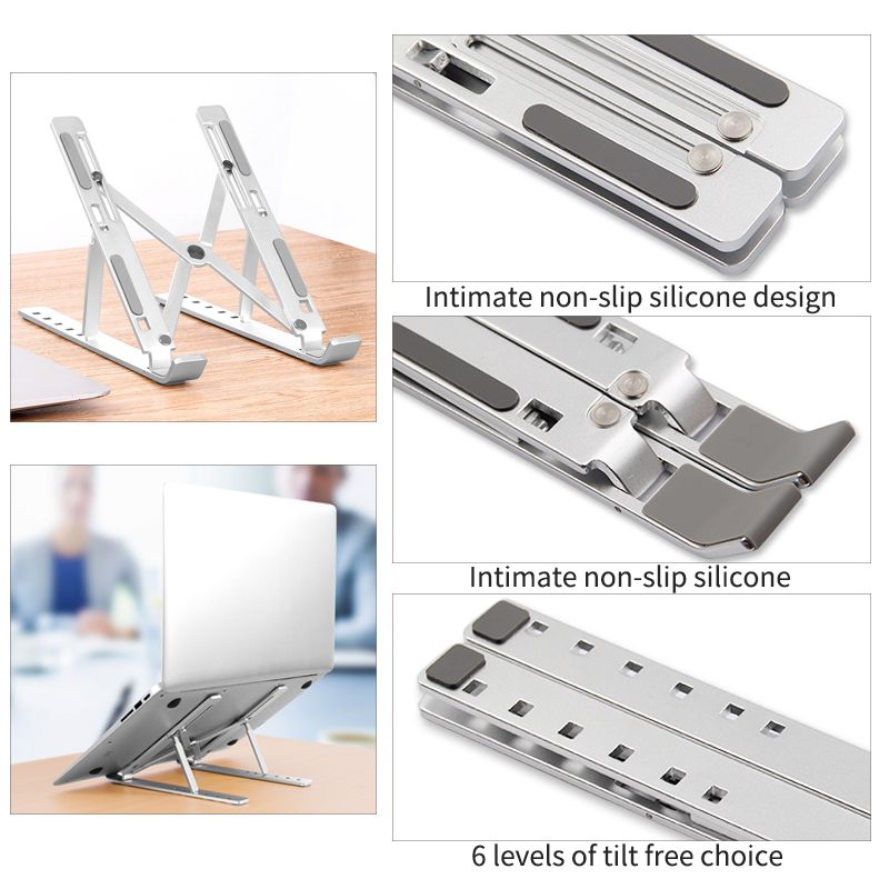 Aluminium Verstelbare Laptop Stand Folding Portable Voor Notebook Macbook Computer Beugel Lifting Cooling Holder Antislip