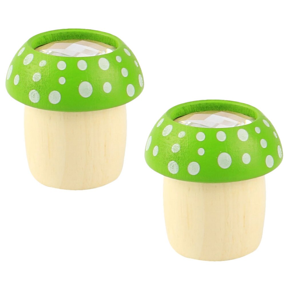 2PCS Kaleidoscopes Wooden Mushroom Polygon Smooth Polished Kaleidoscope Educational Prop (Red): Green