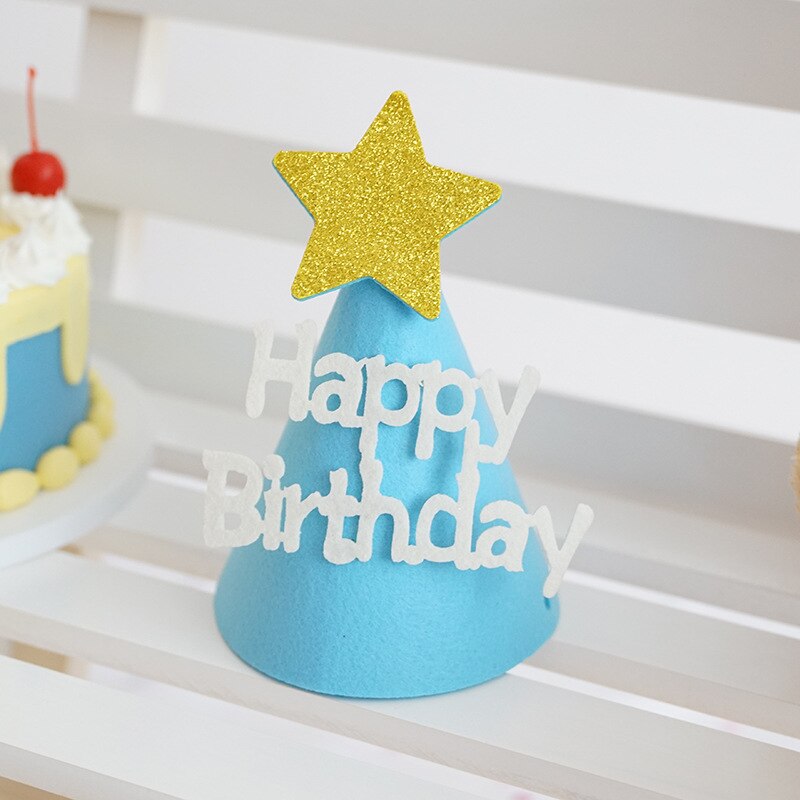 Chapeau d'anniversaire pour enfants, joli chapeau avec nœud en feutre, pour bébé de 100 jours, décoration de fête, accessoires Photo: 07