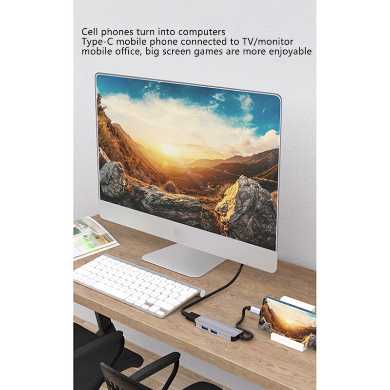 BYL-2011N Type-C Docking Station, USB 3.0X2+HDMI-Compatible Three-In-One Docking Station for Pc and Laptop