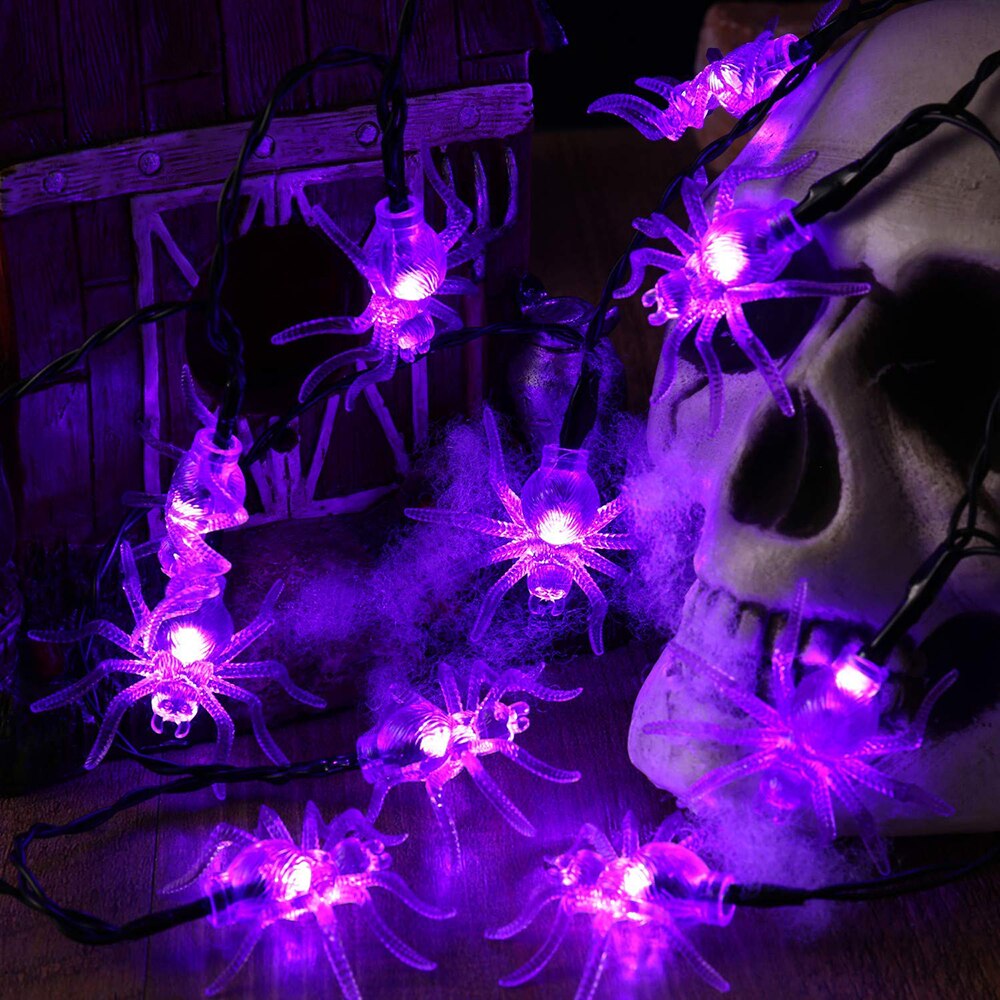 Halloween Lights String 10/20 LED Pumpkin Spider Bat Skull Light Battery Operated for Indoor Outdoor Party Decorations