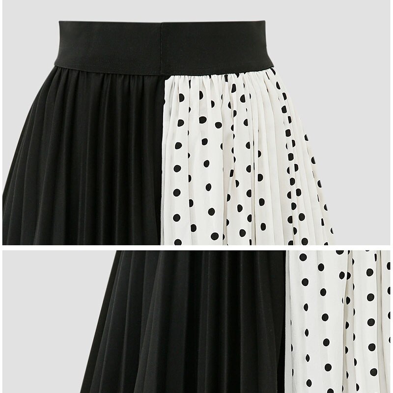 Jupes longues en mousseline de soie pour femmes, grande taille 5XL, taille élastique, motifs à pois, irrégulière, plage, d'été