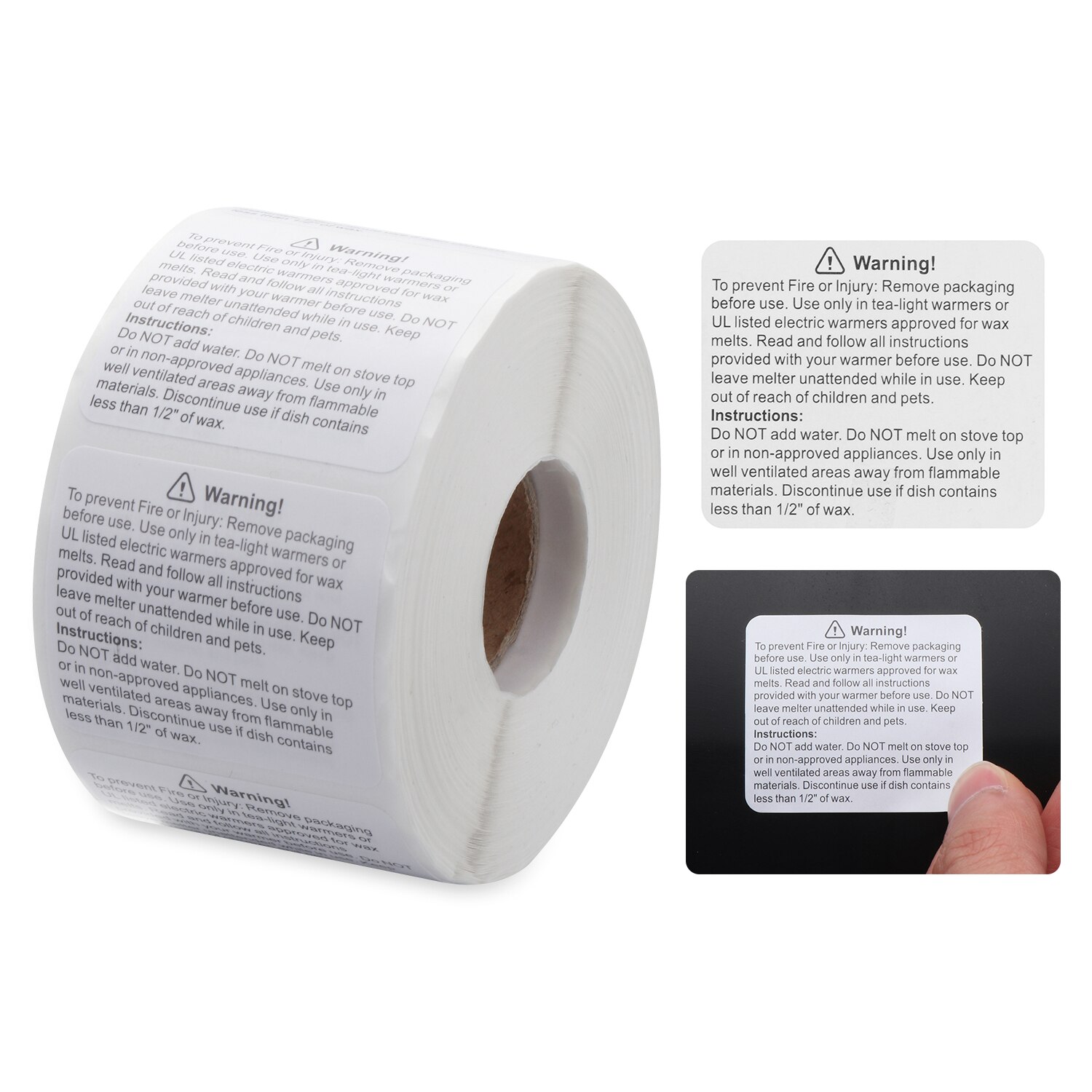 1.77x1.5 inch Wax Melt Warning Labels Square, Wax Melting Safety Stickers Candle Warning Labels for Candle Jars Tins and Votives