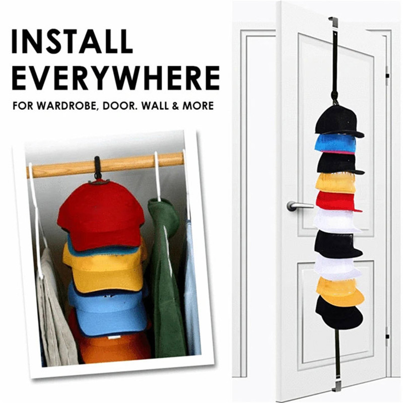 Perchero de gancho ajustable con tapa para ropa, cuerda para colgar después de la puerta, gancho multiusos para puerta trasera, percha para colgar abrigos, cuerda de almacenamiento, 1 ud.