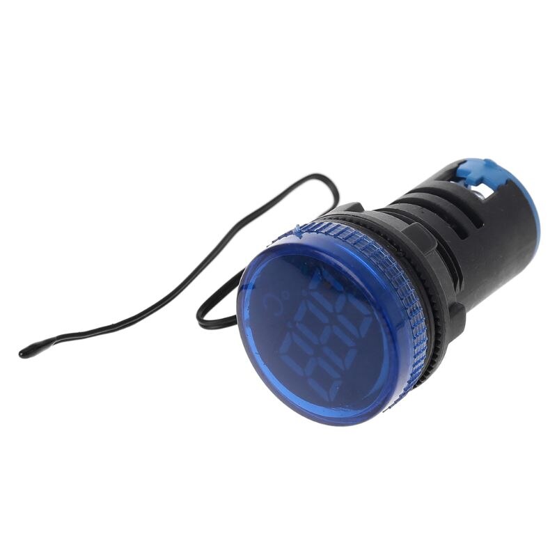 22mm AC 50-380V Thermometer Indicator Light LED Digital Display Temperature Measuring Induction Ranging -20-119℃: Blue