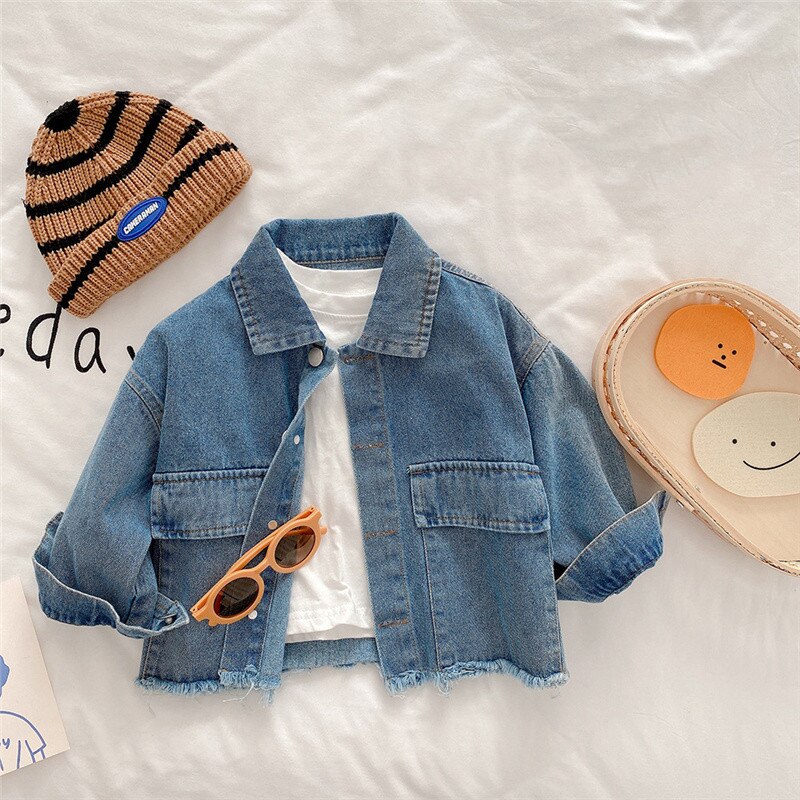 Cappotti temperamento moda ragazze stile coreano primavera autunno bambini casual giacche di jeans tutte le partite