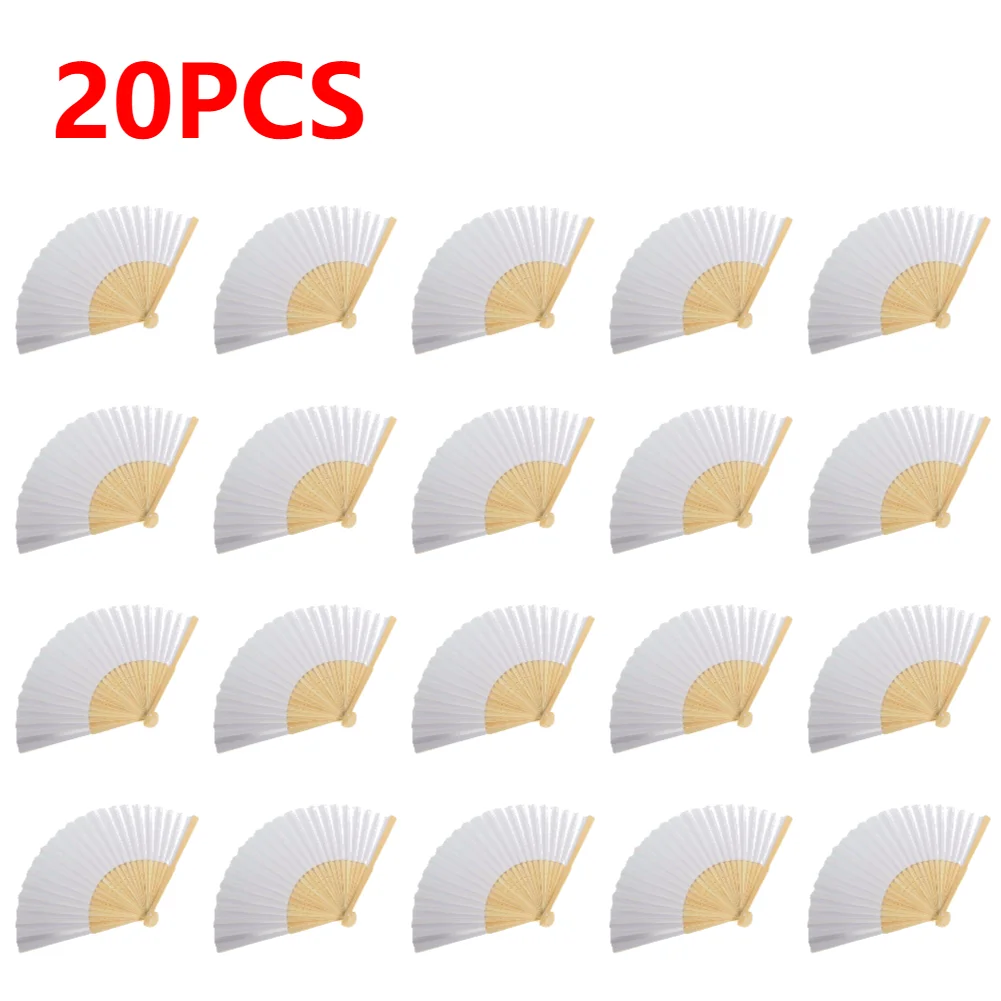 1-50pcs DIY Paper Bamboo Folding Fan Adults Children's Calligraphy Painting Practice Blank White Folding Fan Wedding: light green