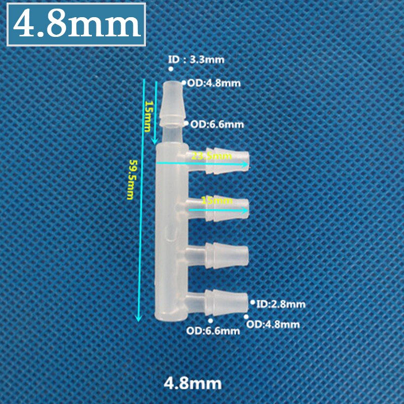 10Pcs 2.4~9.5mm PP 5-Way Connector Food Grade Equal Dia Side FIve-Ways Joint Garden Irrigation Pipe Joints Aquarium Tank Adapter: 4.8mm