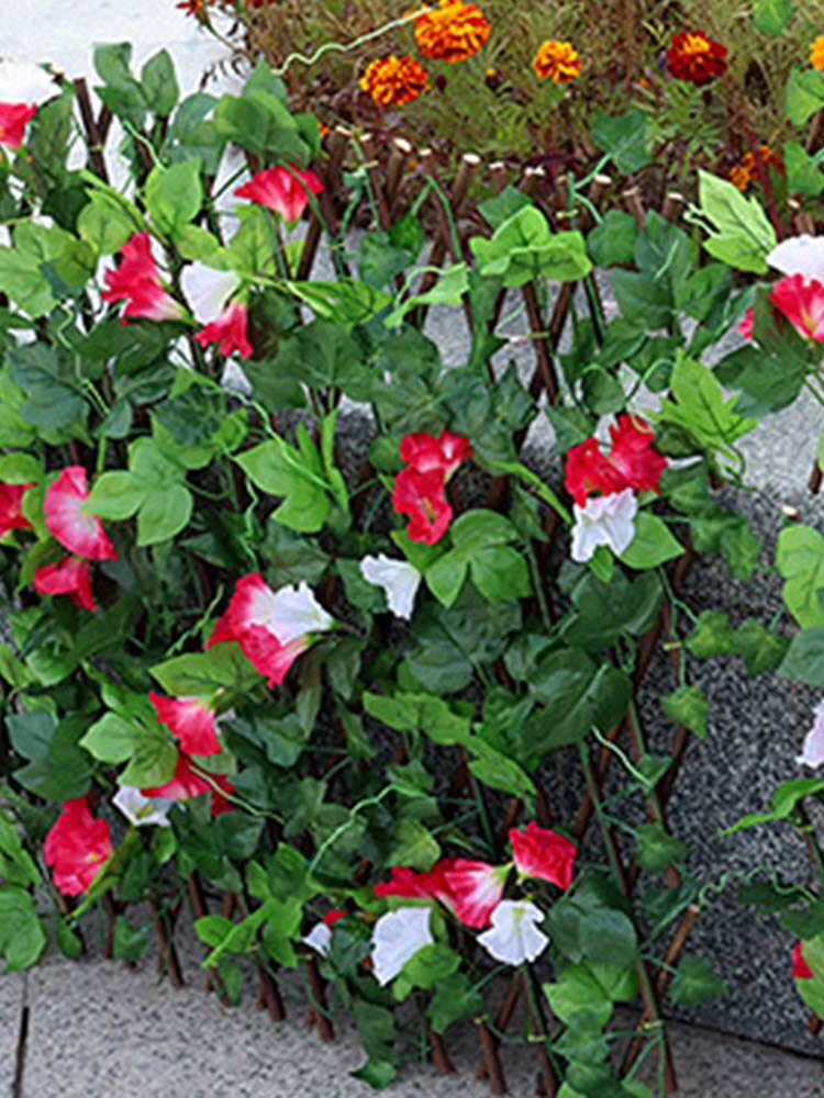 Retractable Artificial Garden Trellis Fence Expandable Faux Ivy Privacy Fence Wood Vines Climbing Frame Gardening Plant Decor