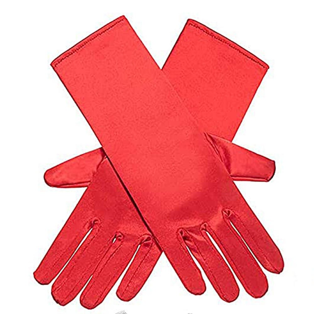 3-10Y Mädchen Satin- Handschuhe Schnee Königin Handschuh Prinzessin Kostüm für freundlicher Party, Hochzeit, Formale Festzug Geburtstag Party: rot