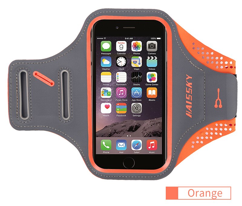 HAISSKY 6.9&quot; Zipper Pocket Running Sports Armbands Pouch GYM Fitness Brassard Case Waterproof Armband For iPhone Samsung Xiaomi: HSK65 Orange