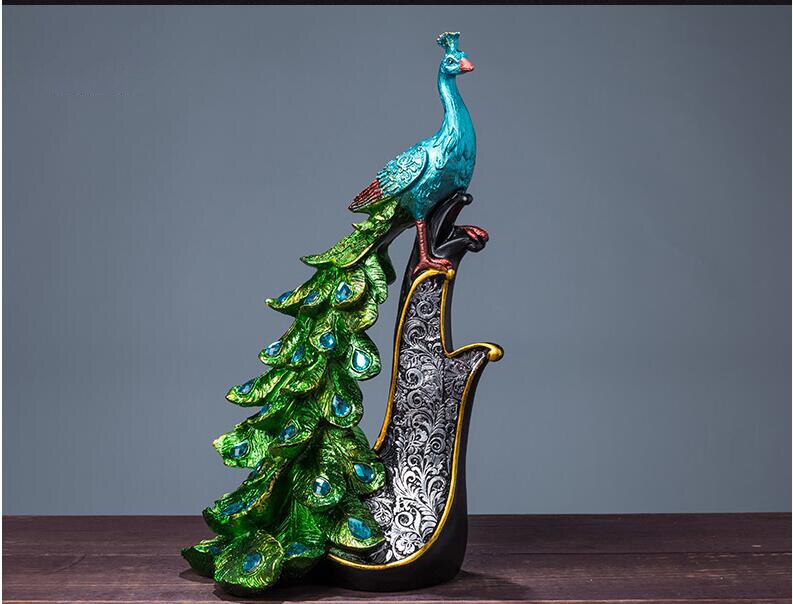 Originele Hars Pure Groene Phoenix Beeldje Pauw Decor Vogel Standbeeld Kantoor Thuis Ambachten Decoratie Dier Sculptuur Ornament