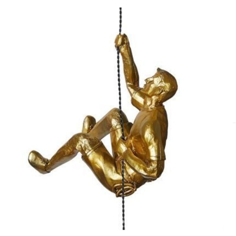 GIANTEX dekoracja ścienna styl skandynawski Retro człowiek wspinaczka ściana tło dekoracje ścienne wiszące statua salon pokoju tło: goldenS3