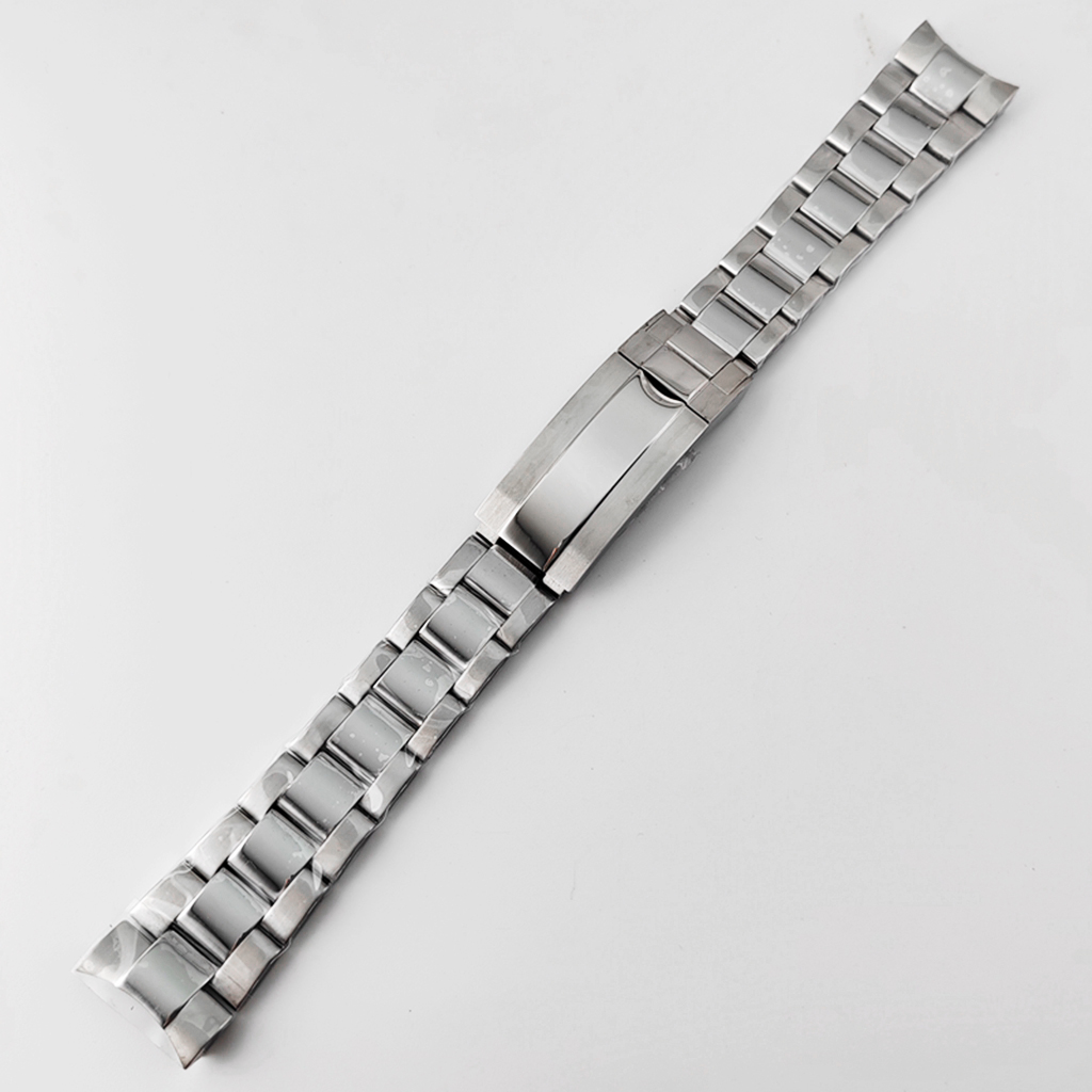 Prata 20mm Watch Strap Glide Lock Clasp Metal Watchbands Qualidade Aço Inoxidável Fit Relógios Case Acessórios Peças: Carvão preto