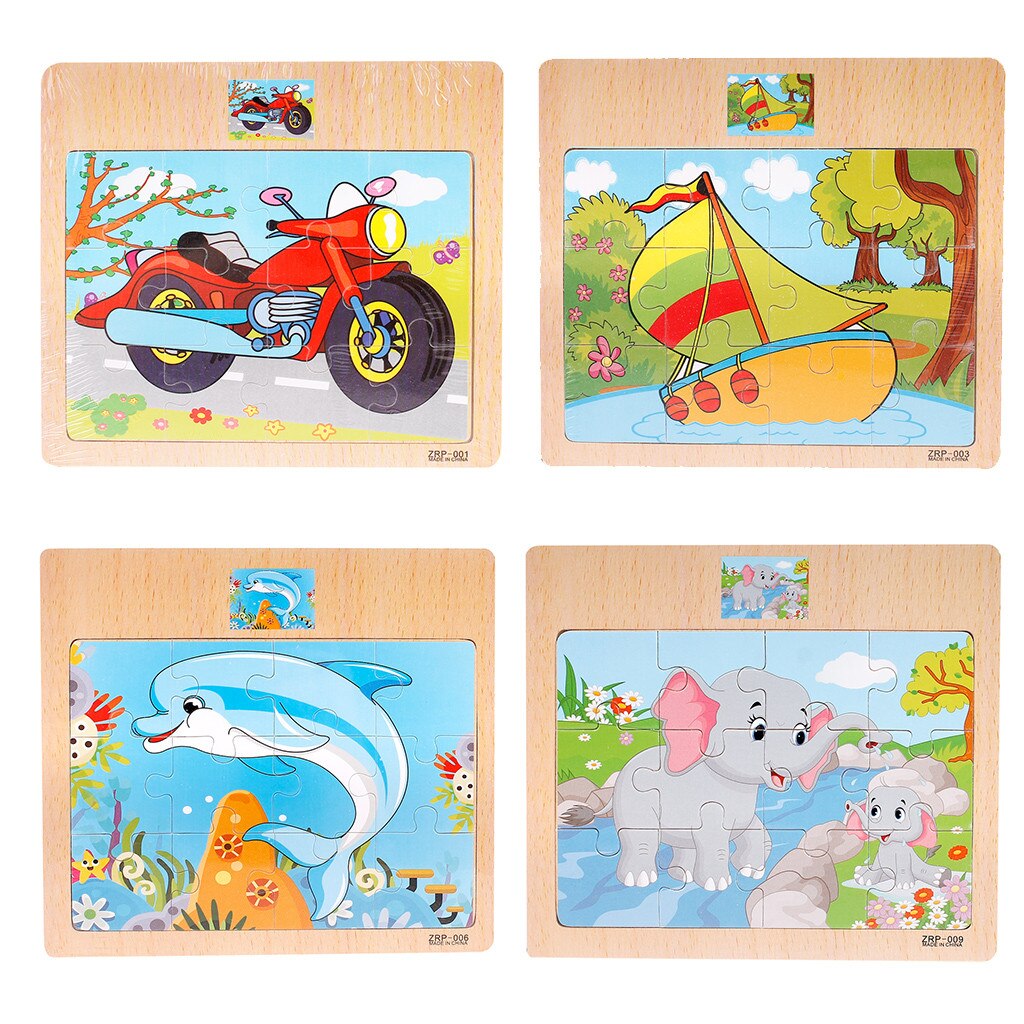 Adults Children Wooden Intelligence Puzzle Cartoon Traffic Puzzles Educational Developmental Baby Kids Training Toy