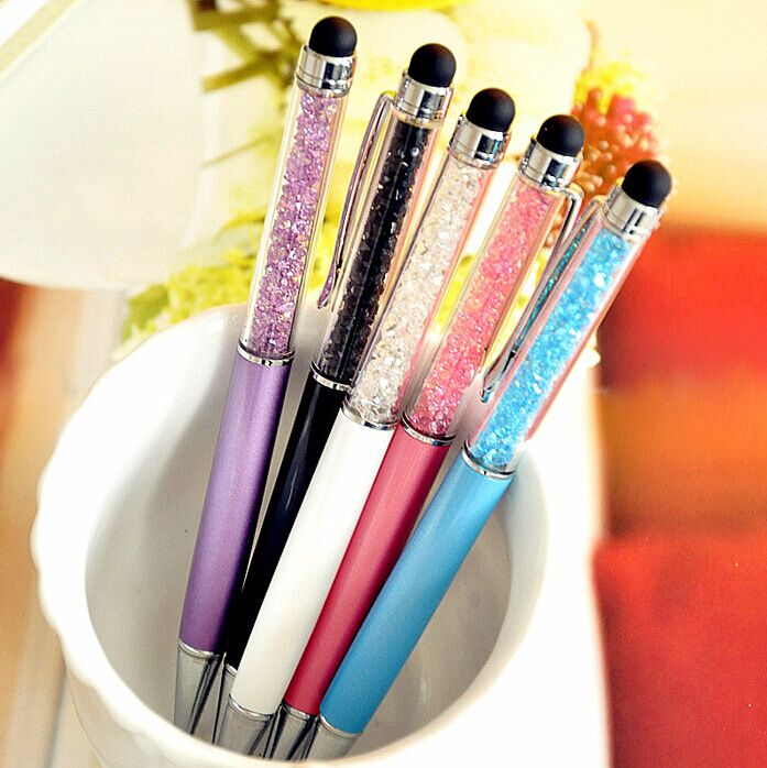 Crystal Ballpoint Pen Touch Screen Stylus Pen Useful 2 in 1 Tablet Pen For Pad Phone Smart Phone