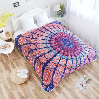Bohemian Sofa/Air/Bedding Throw Blanket Boho Mandala Fleece Blankets for Beds Bedspread Couverture Polaire Plaids: A / 185x220cm