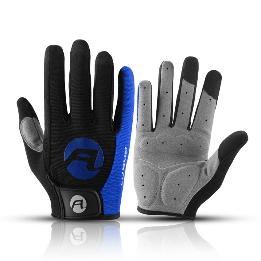 Guantes de ciclismo para hombre antideslizantes con pantalla táctil, antigolpes, transpirables, de dedo completo, para deporte, Fitness, guantes para motocicleta y bicicleta: Blue Gloves / L Refer Size Chart
