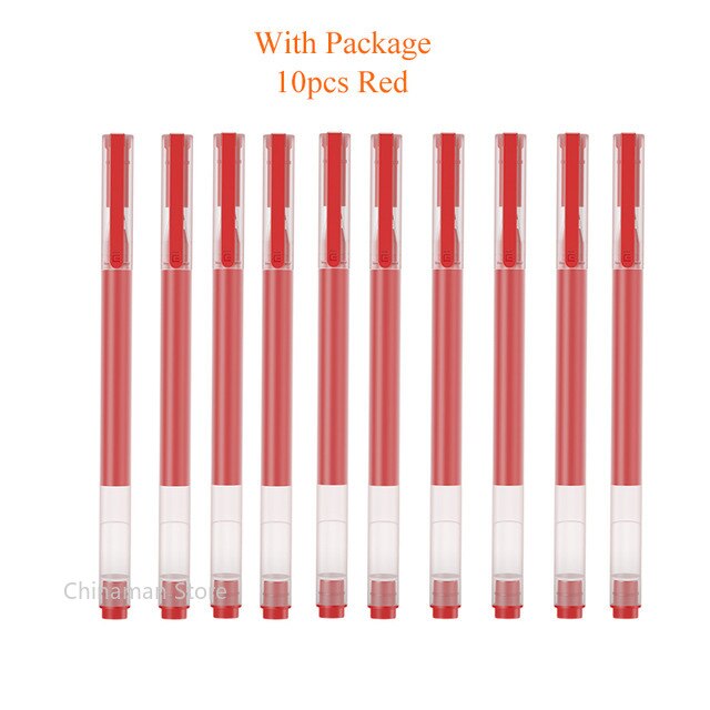 Xiaomi PEN Mijia Super Durable Sign Pen 0.5mm MI Pen For Office Signing Pens Smooth Switzerland Refill Mikuni For School Pen: 10pcs red