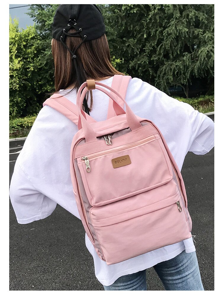 Chuwanglin vandtæt rygsæk til kvinder multi lommerejse rygsække kvindelig skoletaske til teenagepiger bog mochilas  j101801: Lyserød