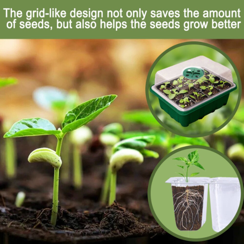 Plant potted seedling set 12 Holes Plastic Nursery Pot Seed Grow Planter Box Greenhouse Seeding Garden Seed Pot Tray With Lids