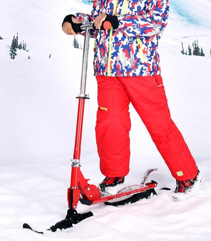 multi-functionele kinderen ski ski + skateboard auto remmen Twee fabrikanten Kinderen slee Skate board scooter + slee: Bourgondië