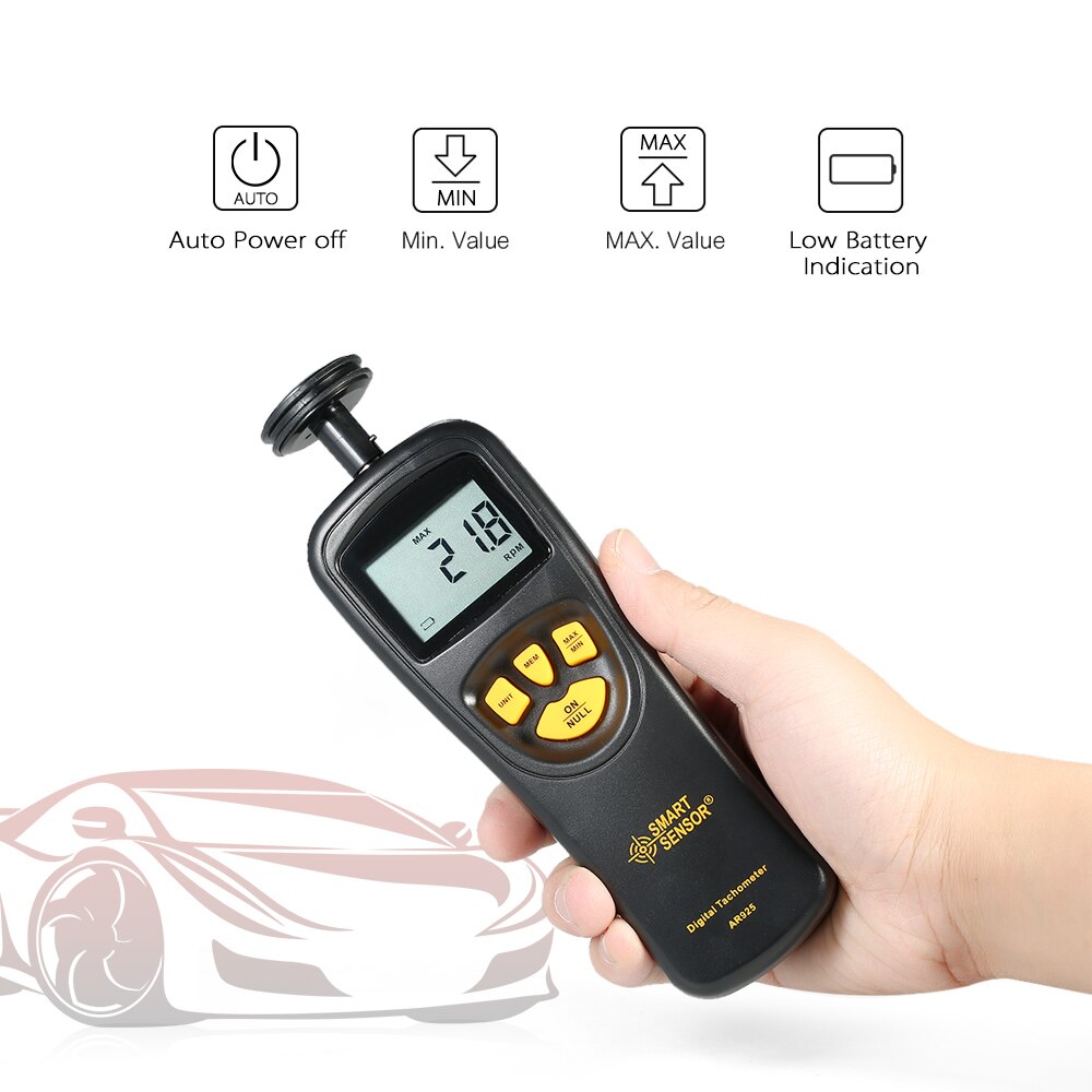 Capteur intelligent tachymètre numérique Contact vitesse instrument de mesure compteur de vitesse Tach mètre large mesure Rang 0.5 ~ 19999 tr/min