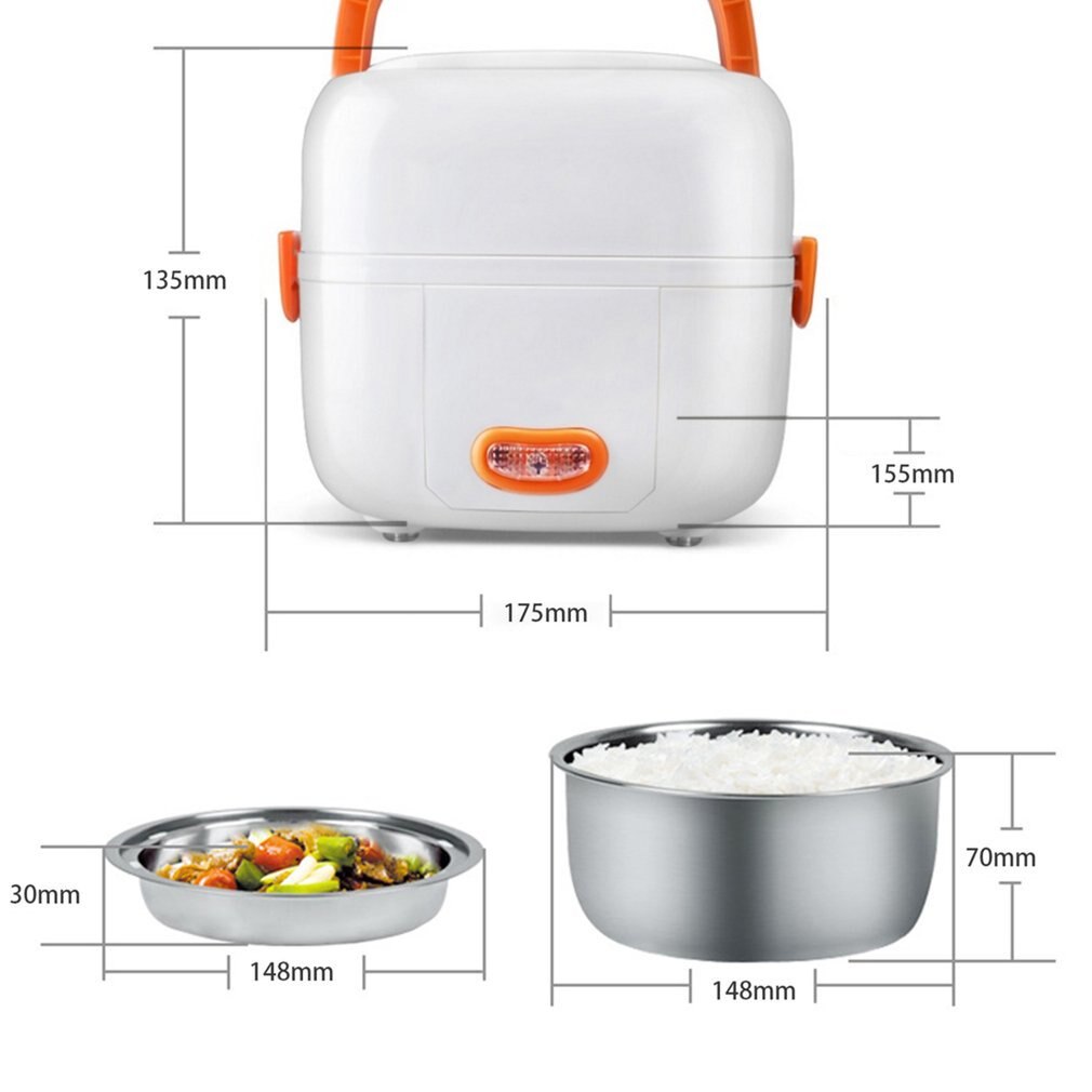 Multifunctional Electric Lunch Box Mini Rice Cooker Portable Food Heating Steamer Heat Preservation Lunch Box EU Plug