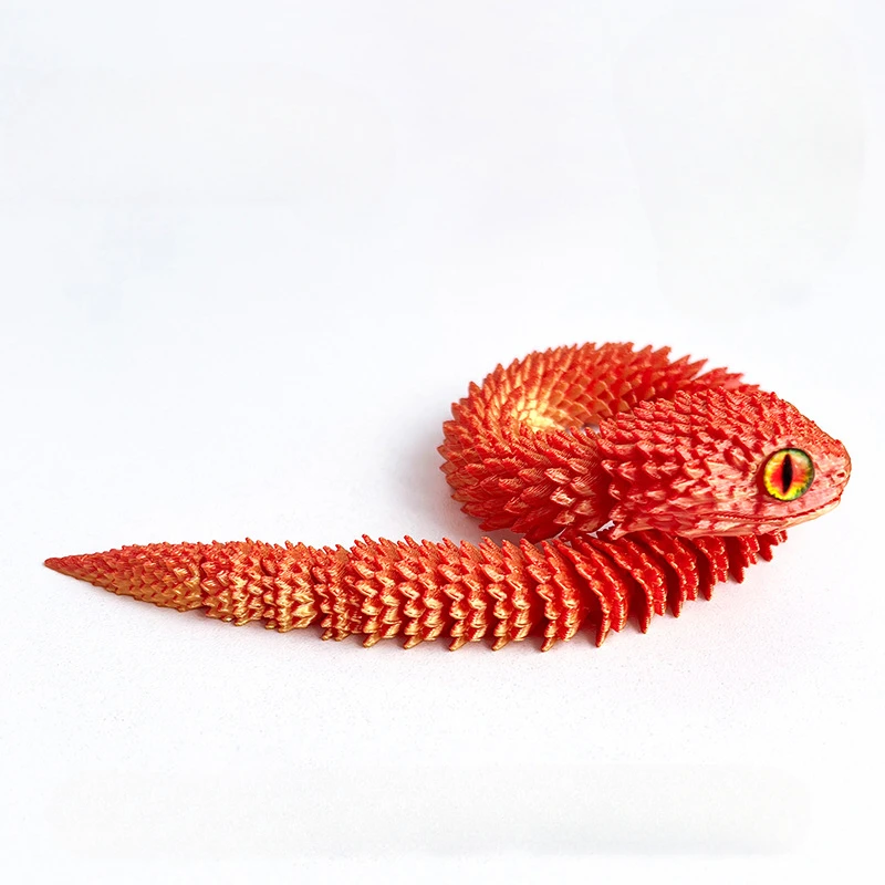 13cm 3D Printed Snake Decoration 3D Printed Animals Desk Accessories Room Decor Office Table Funny Snake Year Ornament: Pink