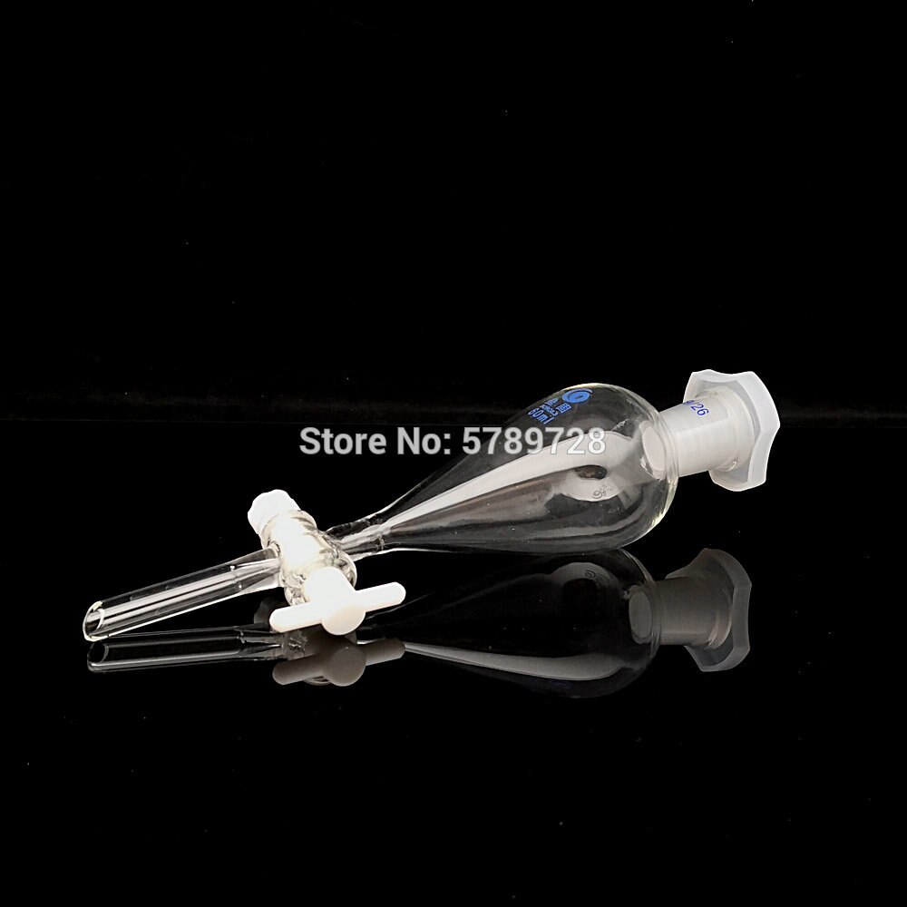 1pcs Chemistry Lab Supplies Transparent Glass Borosilicate Pear Shape Separatory Funnel With PTFE Stopcock