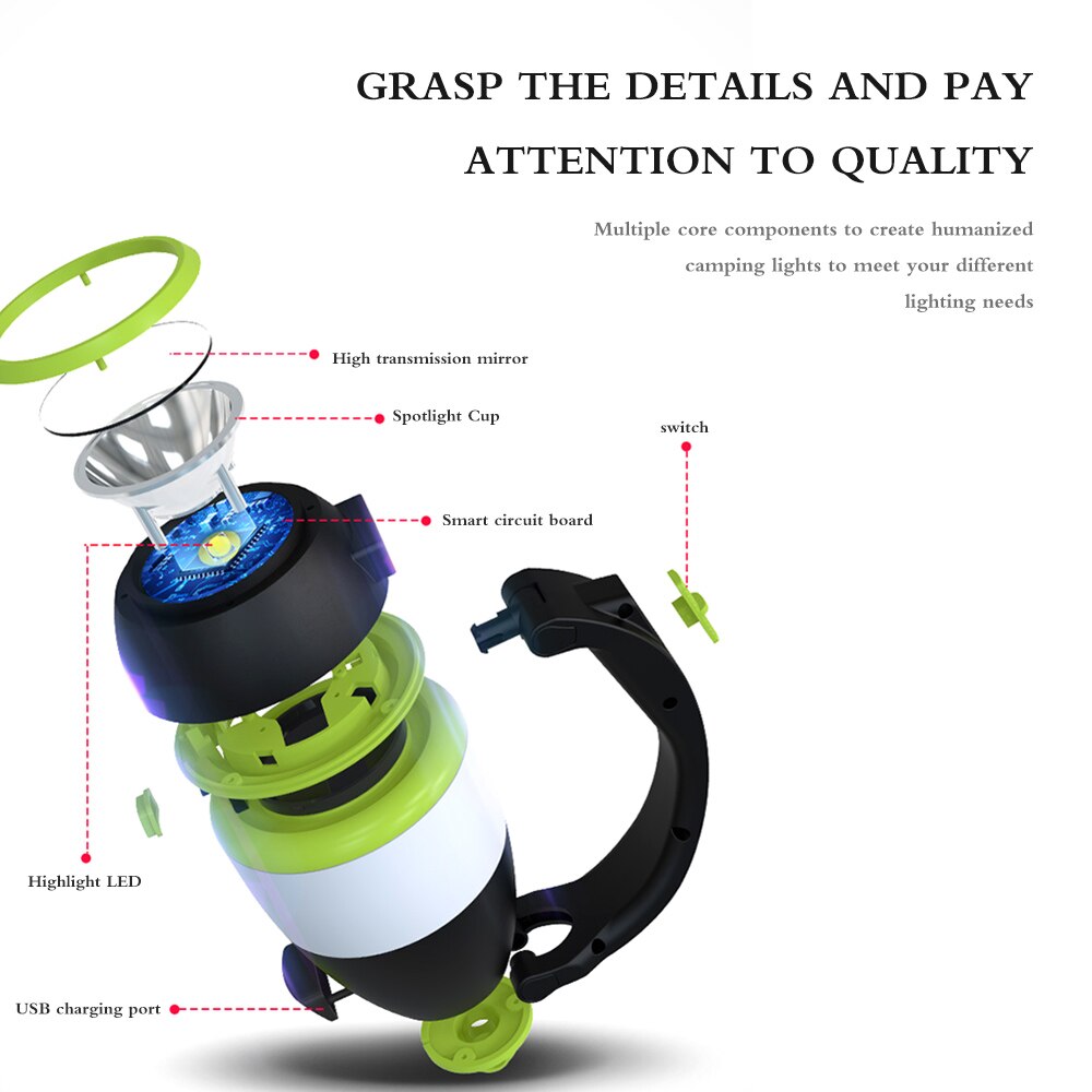 Linterna de Camping multifuncional, linterna LED recargable