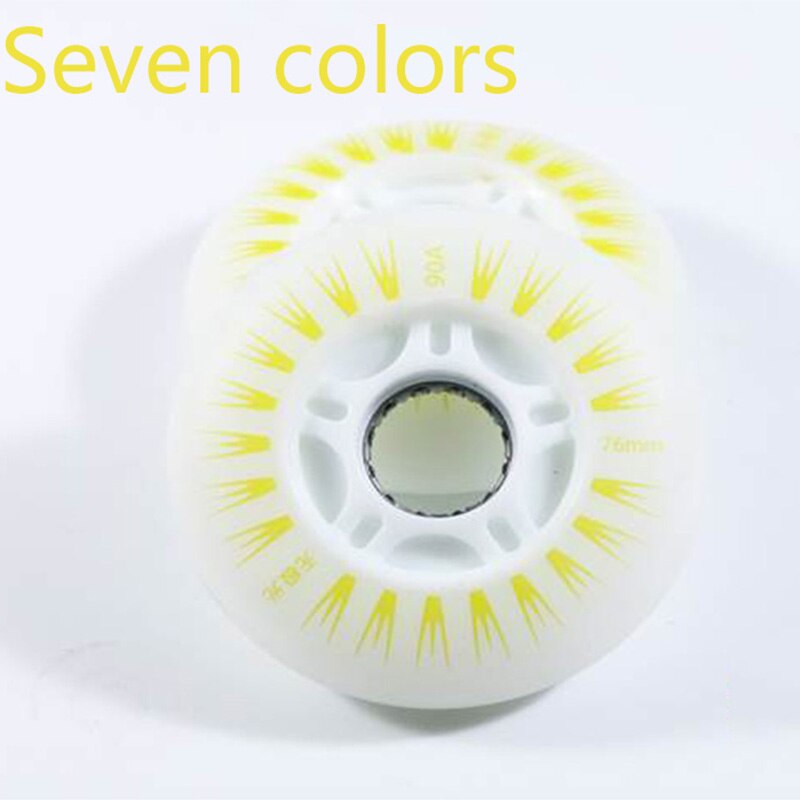 8 stk/sett aurora flash rulleskøyter lysende hjul for inline skate trening pu brems flatt blomsterhjul lysende 72mm 76mm 80mm: 8 stk farger 72mm