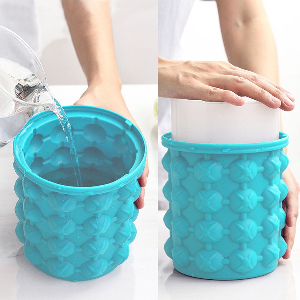 Ultimate Ice Cube Trays Maker Silicone Bucket with Lid Small Large Size Nugget Ice Chips for Soft Drinks Cocktail Ice