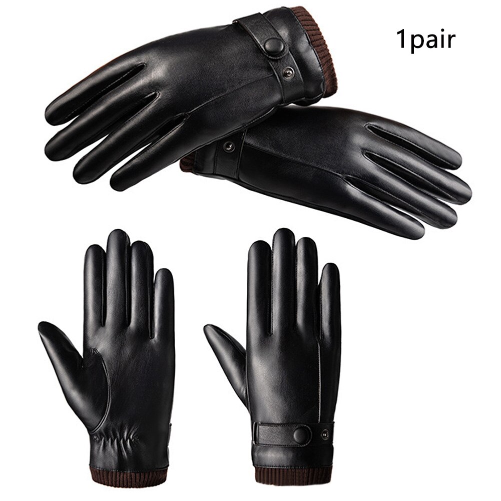 Mittens Keep Warm Anti Slip PU Leather Windproof Skiing Gloves Cold Weather Winter Cycling Outdoor Riding Thermal