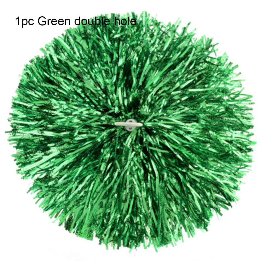 1PC Plastic Double Hole Handle Metal Cheering Streamer Pompoms Cheerleading Pom Ball Cheering Decorator Club Sport Supply: Green double hole