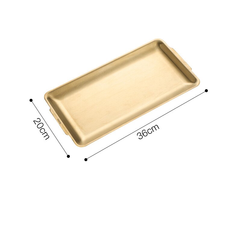 304 Stainless Steel Dinner Plates Rectangular Gold Serving Tray Dessert Cake Snack Dishes Barbecue Sushi Dessert Kitchen Plates: Gold-36x20cm