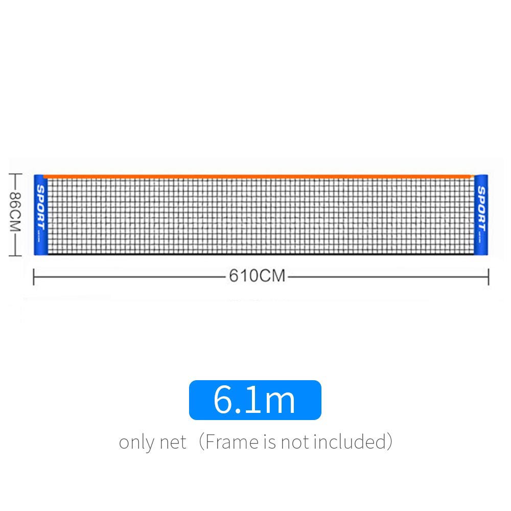 Slitesterk bærbar 2.9m badminton treningsnett treningsnett låve treningsnett flettet nylon sport praktisk standard mørk rød: 6.1m type b