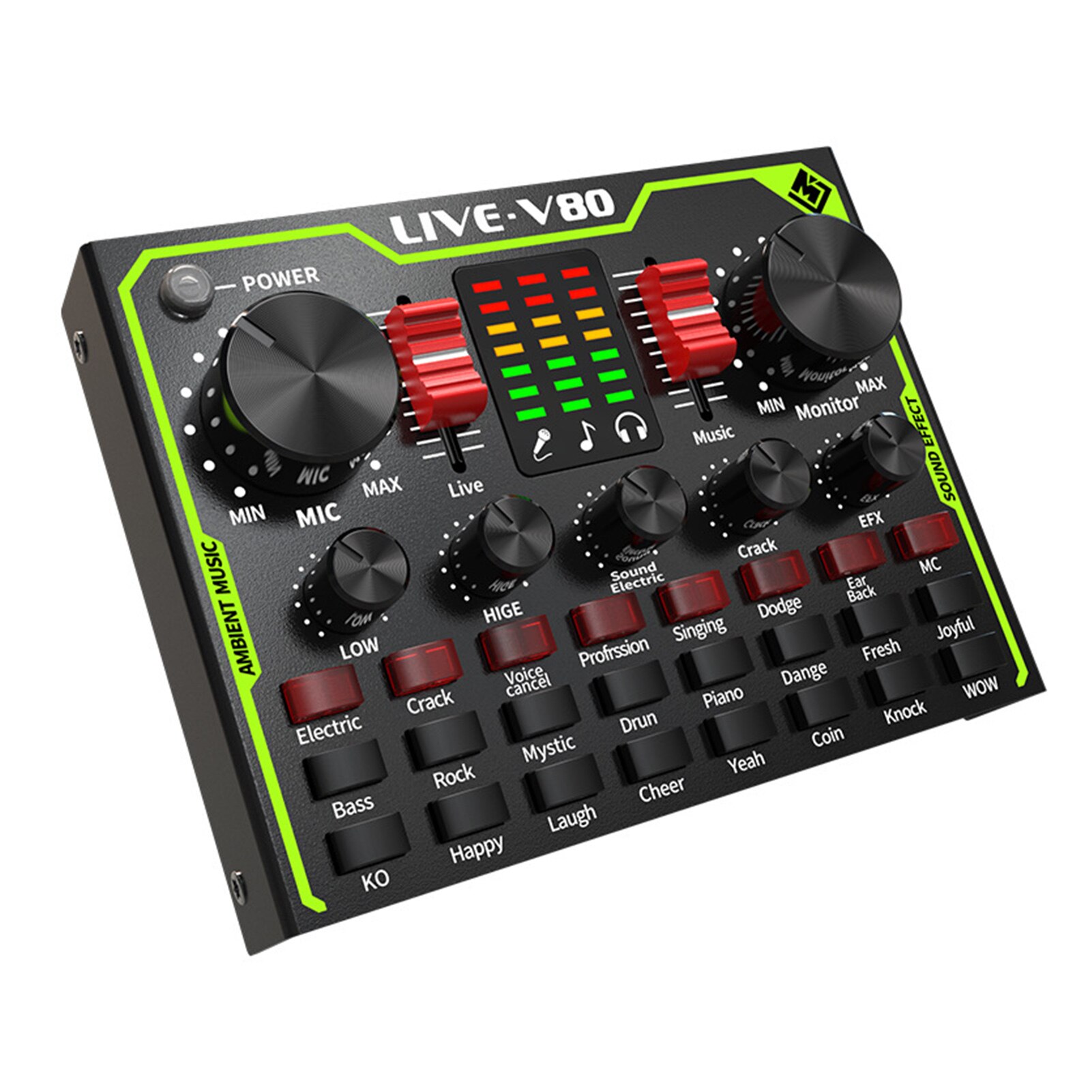 Plug And Play Mixer Board -compatible Voice Changer Multiple Effects Noise Reduction Live Sound Card With LED Light