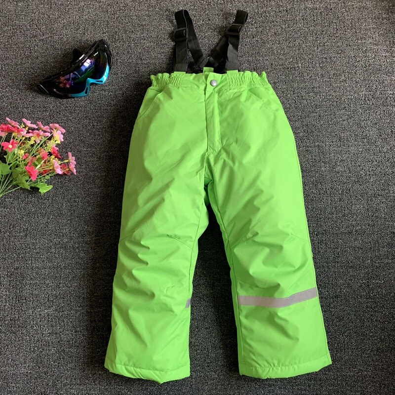 hiver garçons neige pantalon polaire fille chaude en plein air Snowboard pantalon enfants Ski salopette Sport enfants Ski pantalon imperméable: green / 128