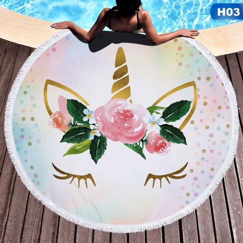 Eenhoorn Bohemian Mandala Strand Tapestry Hippie Sunshine Gooi Handdoek Deken Microfiber Zomer Boutique Ronde Strand Handdoeken: 03
