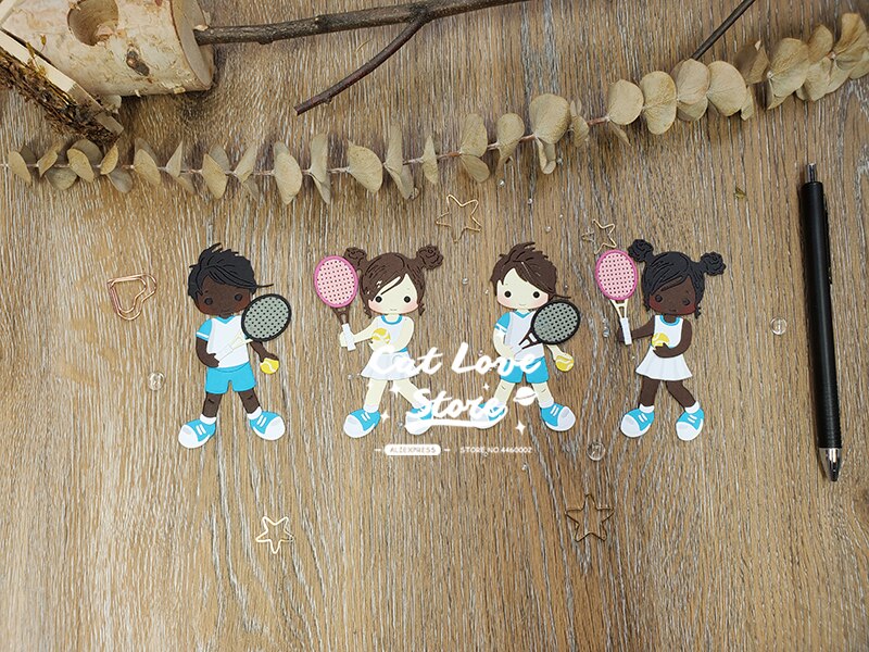 Tennis Men Women Players Metal Cutting Dies Scrapbooking Stencil Die Cuts Card Making DIY Craft Embossing Dies For