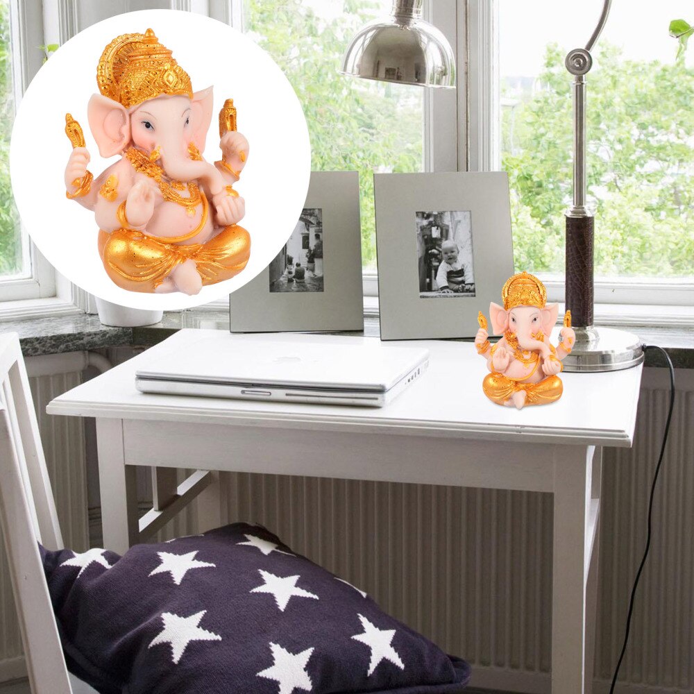 Resin India Elephant God Buddha Statue Desktop Wealth Sculpture Decoration