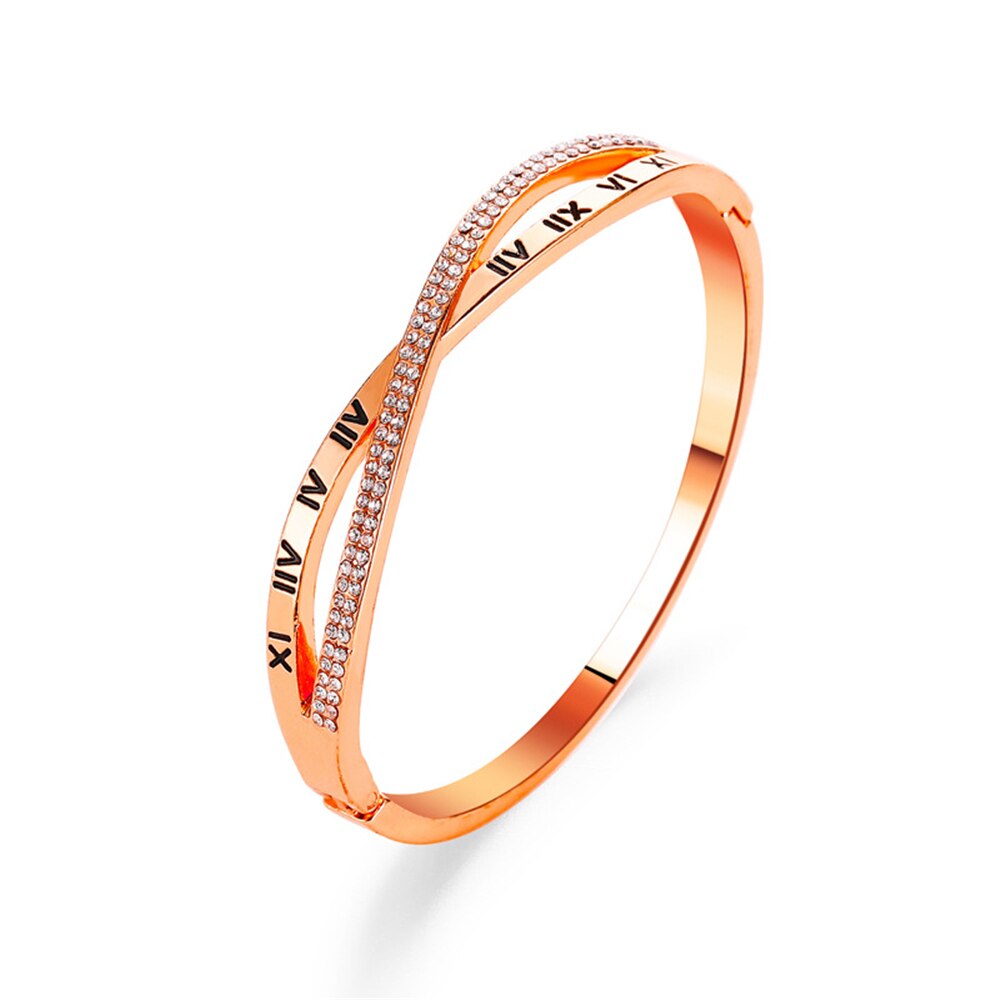 Cross Romeinse Cijfer Armbanden Voor Vrouwen Temperament Cross Bangle Armband Hand Ornamenten Sieraden Vrouwen: Rose Gold