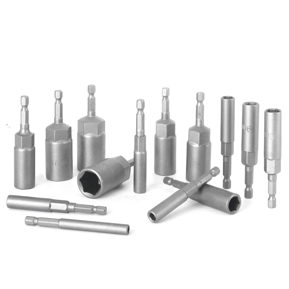Length Deepen Impact Socket Adapter 5-19mm Power Nut Driver Socket Set 1/4-inch Hex Shank Screwdriver Key Head Hand Tool 1PC