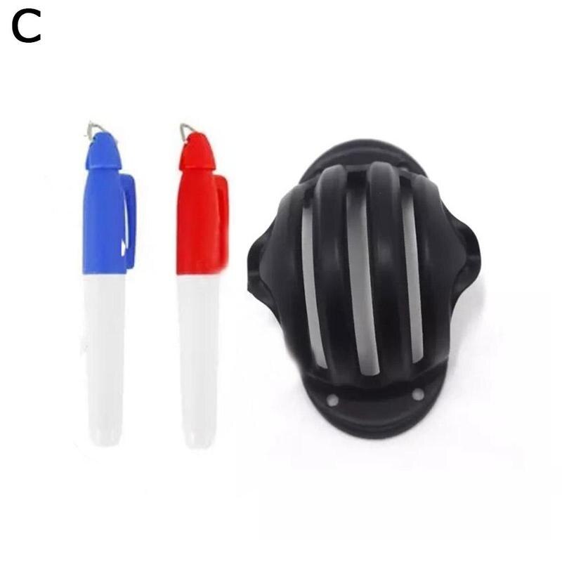 Golf Ball Triple Track ERC Chrome Soft 3 Line Marker Stencil + 2 Pen Golf Putting Positioning Aids Golf Ball Marker Outdoor Tool: Black
