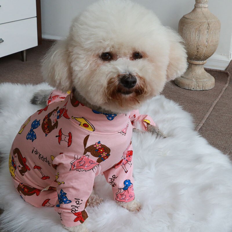 Mono estampado para perros pequeños, mono elástico para proteger el vientre, 100% de algodón, Chihuahua, caniche, ropa para cachorros