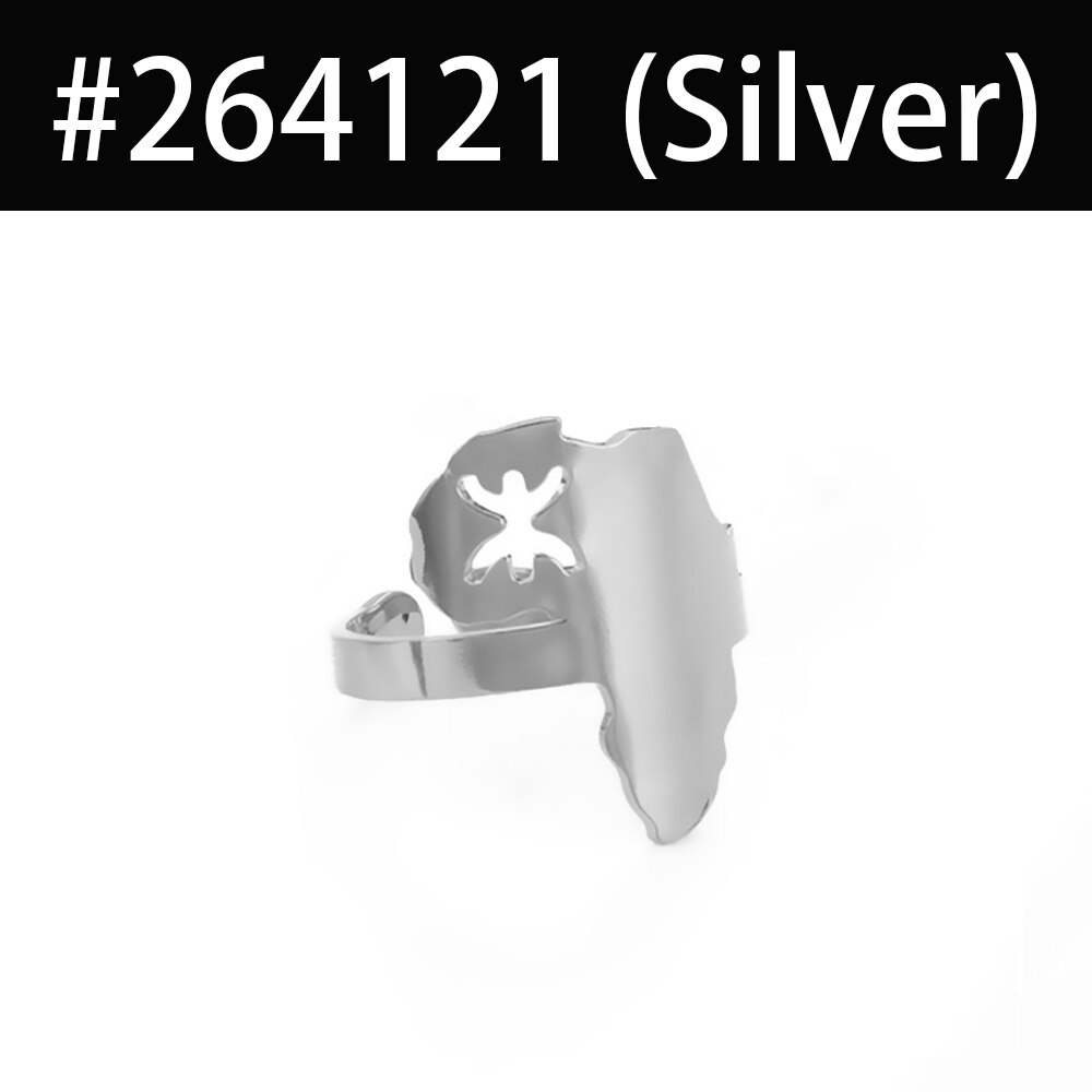 Anniyo Afrika Kaart Berbers Ring Afrikaanse Berber Sieraden Vinger Ring Voor Amazigh Vrouwen Mannen #264121: Silver Color