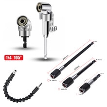 105 Degree Angle Screwdriver Set Holder Adapter Adjustable Bits Nozzles for Screwdriver Bit Right Angle Head Hex Bit Socket 1/4'
